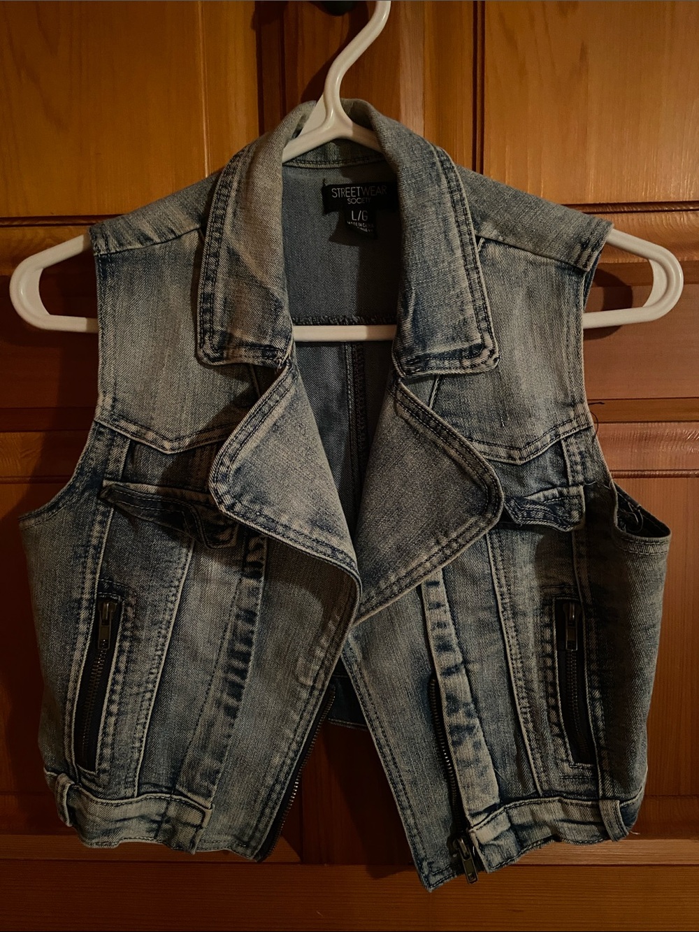 Streetwear Society Faded Light Blue Denim Vest